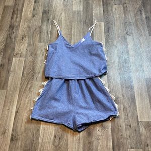 Alya Chambray Lace Romper Size Small